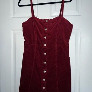 H&M Burgundy Mini Dress with Button Detail